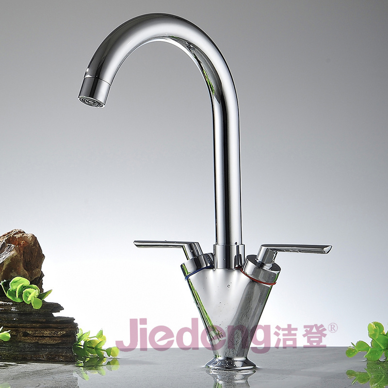 High quality double handle long brass gooseneck kitchen faucets