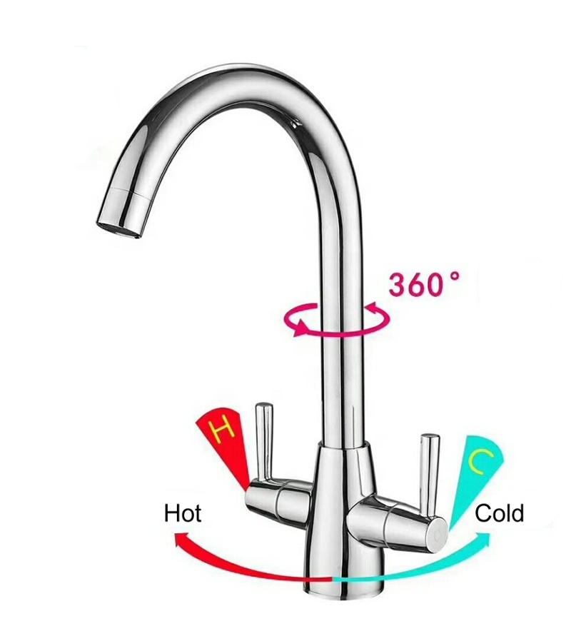 two handle high quality brass tap bathroom gooseneck swing faucets (R18)