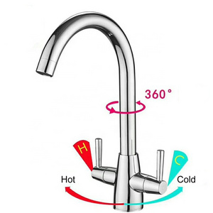 two handle high quality brass tap bathroom gooseneck swing faucets (R18)