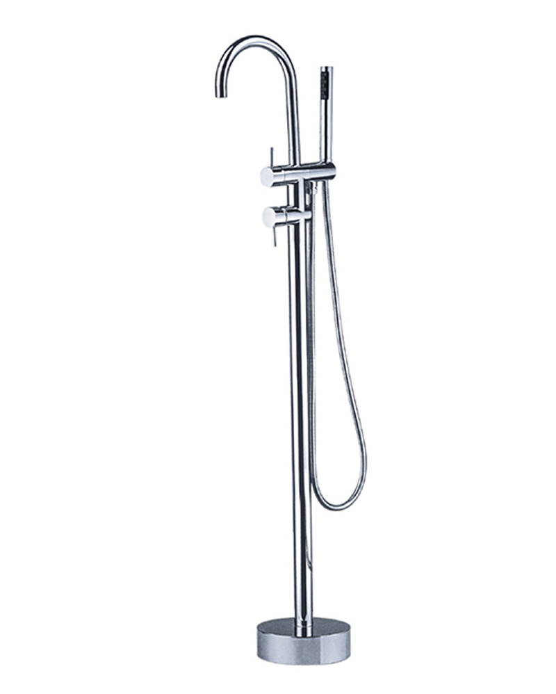 Bathtub Floor Free Standing Faucet Mixer Tap 360 Rotation Spout With ABS Handshower Bath Mixer Shower (FSB03 black)