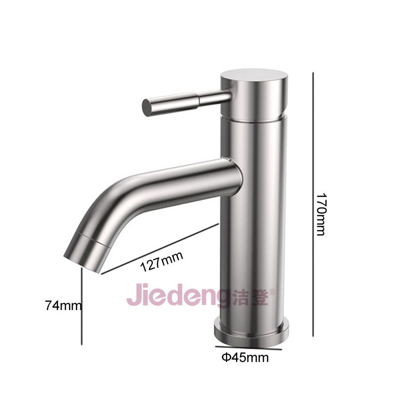 Lead free tap SUS304 stainless steel bathroom washbasin faucets (SS03)