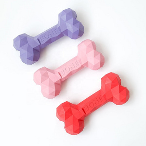 High Quality Custom Diamond Bone Treat Food Stuff Dispensing Rubber Dog Treat Bone Food Leakage Interactive Dog Chew Toy