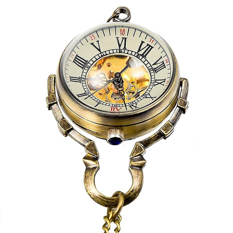 Mechanical Pocket Watch With Clear Back Cover andCrystal Ball