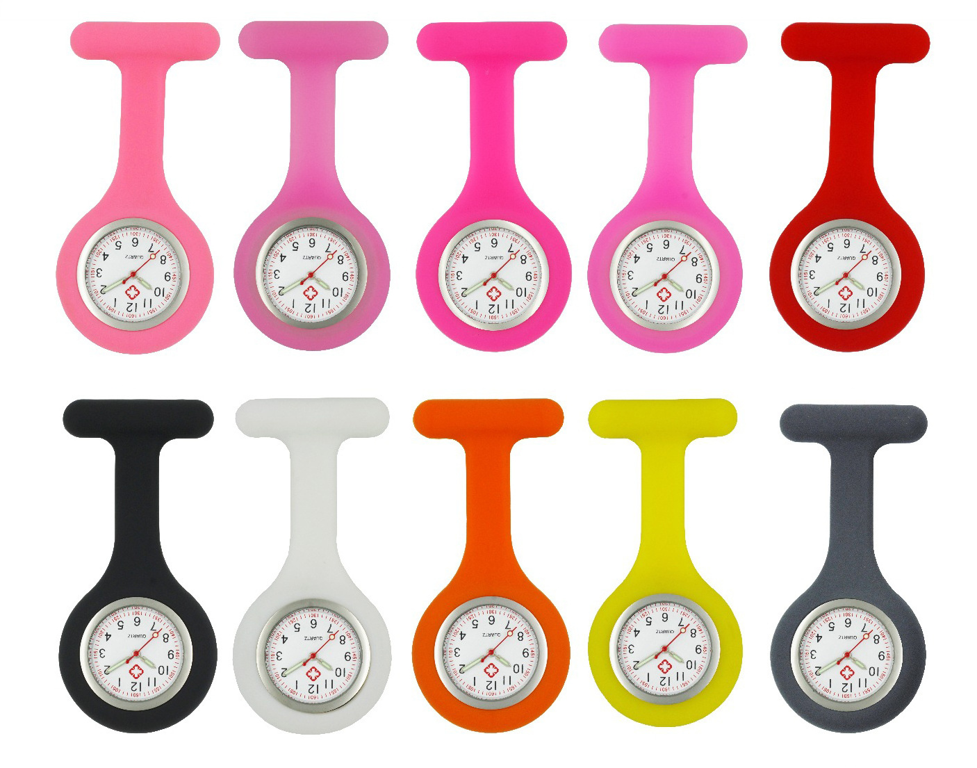 Custom Logo Silicone Nurse Fob Pin Watch Clip for Hospital Nursing Pocket Brooch Watch Portable Multi Colors Stock Watches