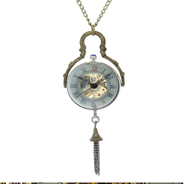 Mechanical Pocket Watch With Clear Back Cover andCrystal Ball