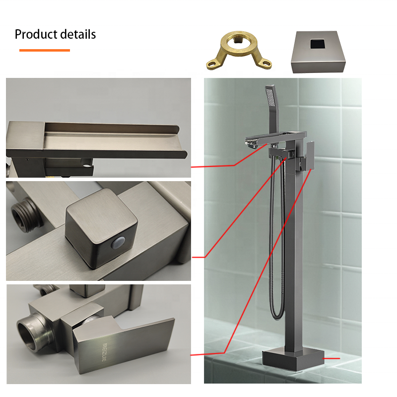 Floor-to-ceiling freestanding bathtub Shower faucet Black Waterfall Brass Bathtub Faucet Villa Hotel Bathtub Filler