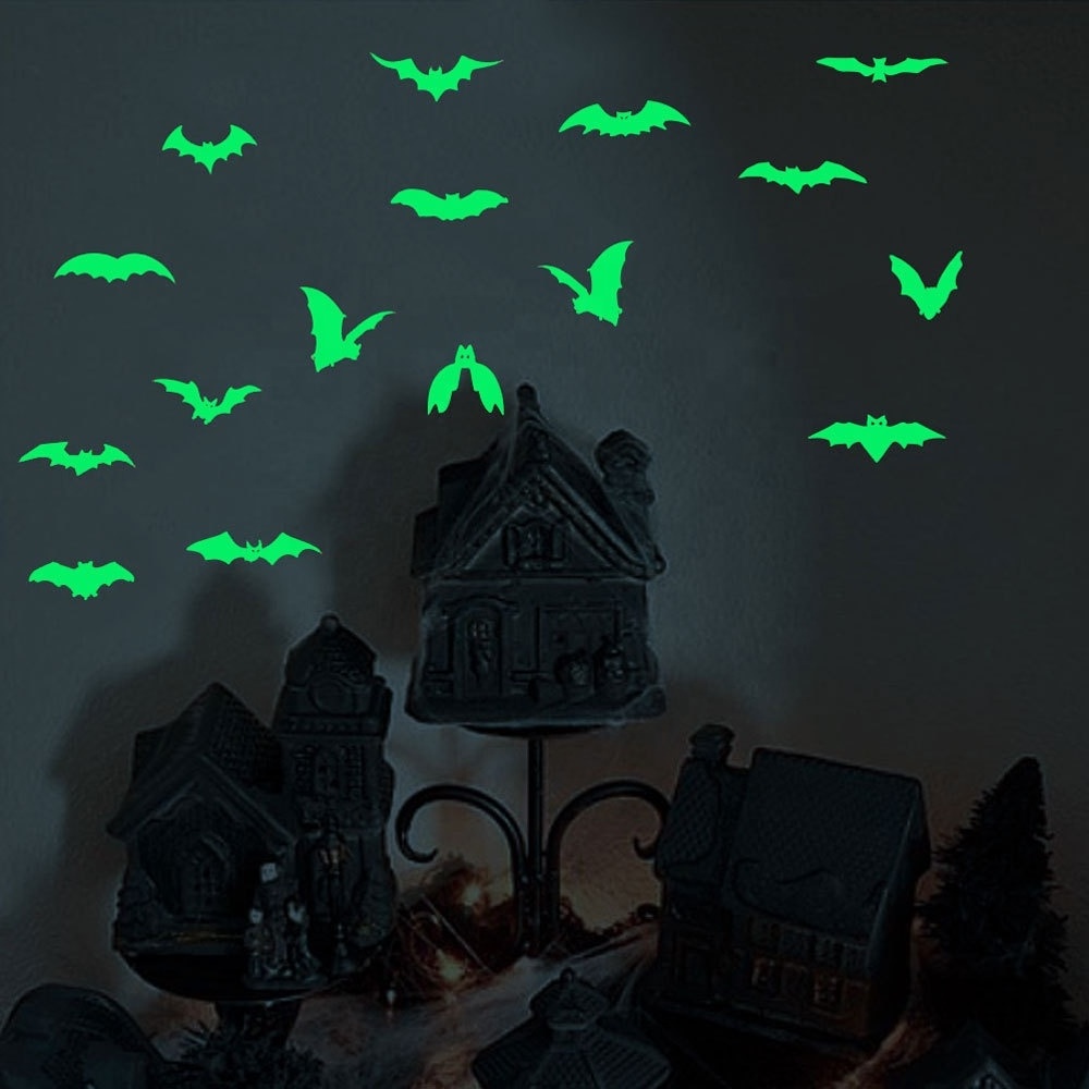 Glow in Dark Luminous halloween Fluorescent Noctilucent Plastic Wall Stickers Glowing Stickers for Home Art Decorate