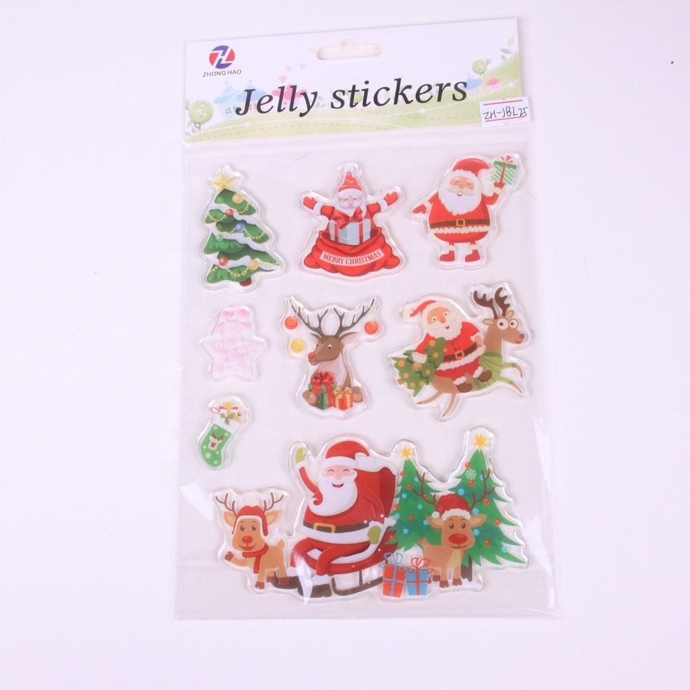 Christmas Gel Window Clings for Kids Gel Clings Santa Window Decals Kids Jelly Reusable Sticker Removable Gel Clings Decals