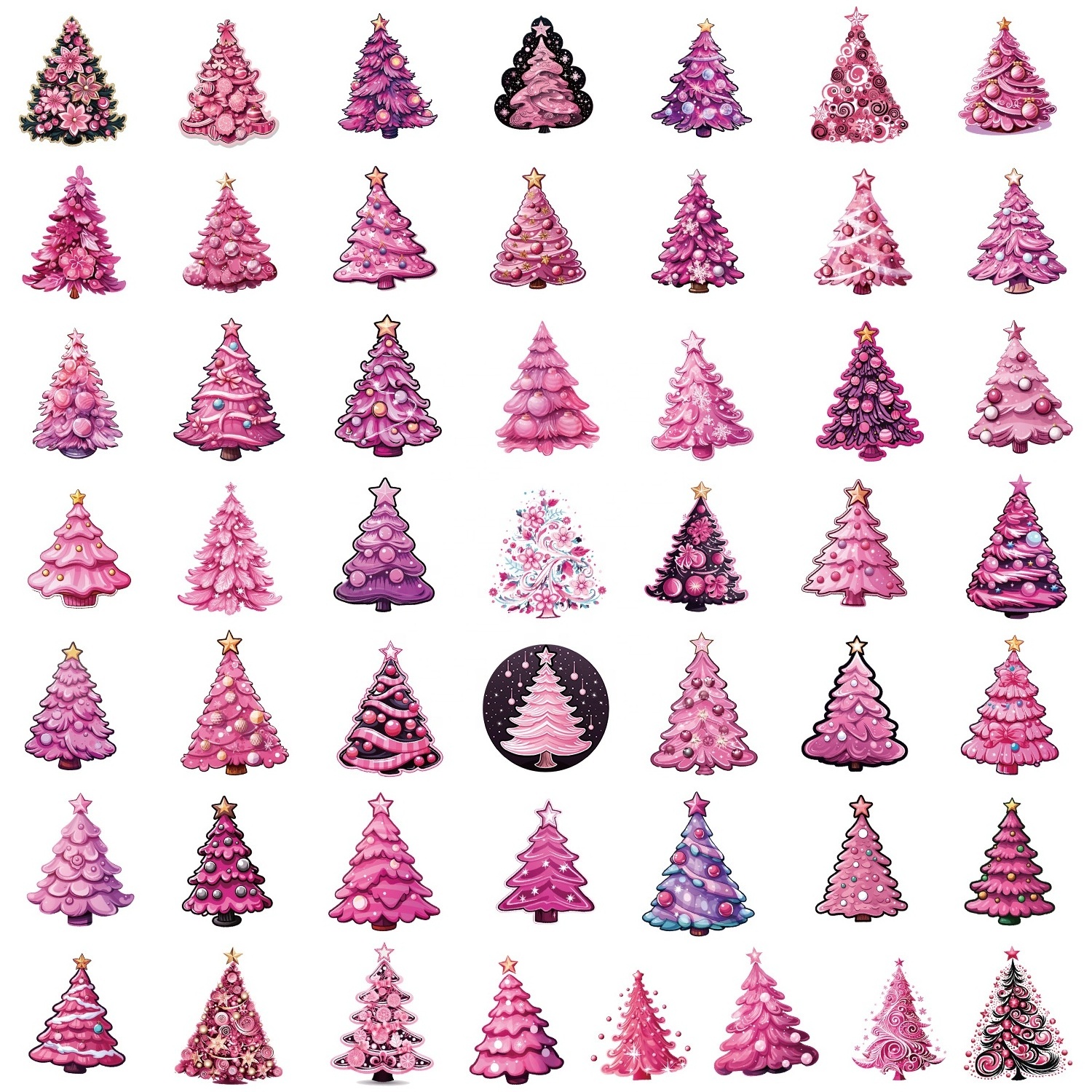 Pink Christmas tree stickers Cabinet window wall decoration stickers Waterproof creative tent stickers