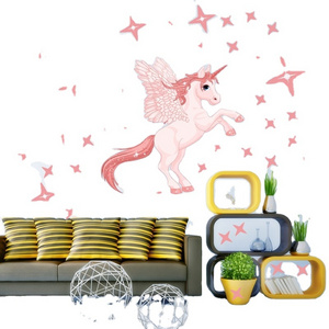 New Pink Star Unicorn Wall stickers for children's Room, bedroom and kindergarten self-adhesive wallpaper