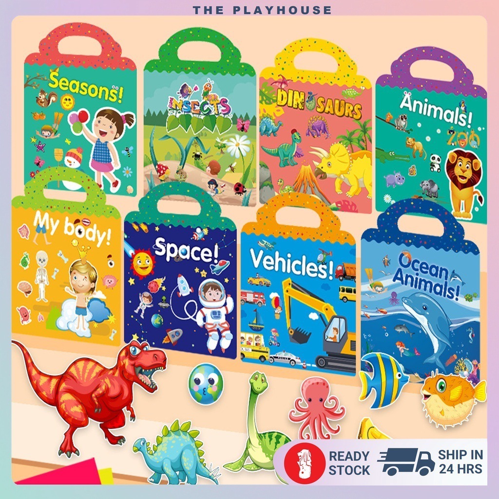 removable pvc sticker book for kids scene reusable cartoon decals for early education toy creative stickers