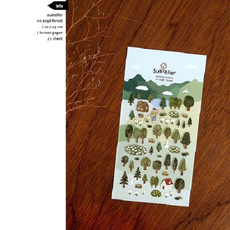 self adhesive forest paper sticker for decoration customized paper decals for phone case bottle