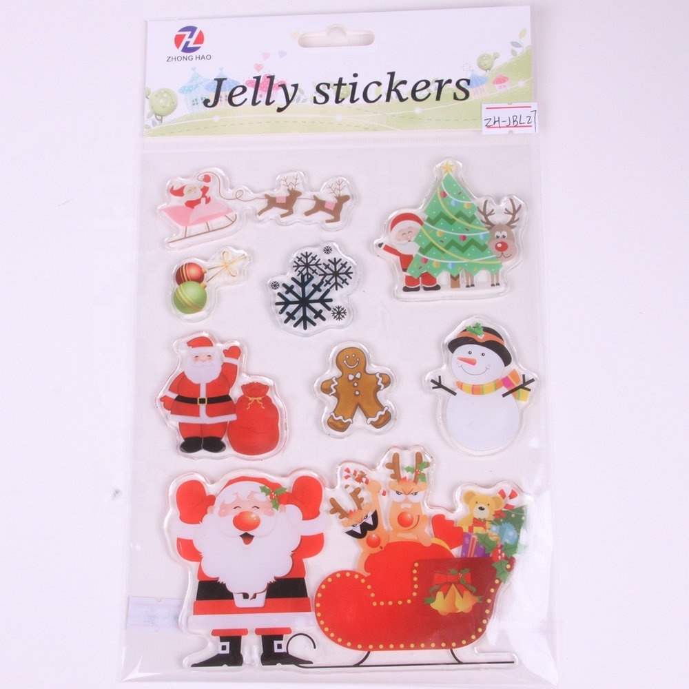 Christmas Gel Window Clings for Kids Gel Clings Santa Window Decals Kids Jelly Reusable Sticker Removable Gel Clings Decals