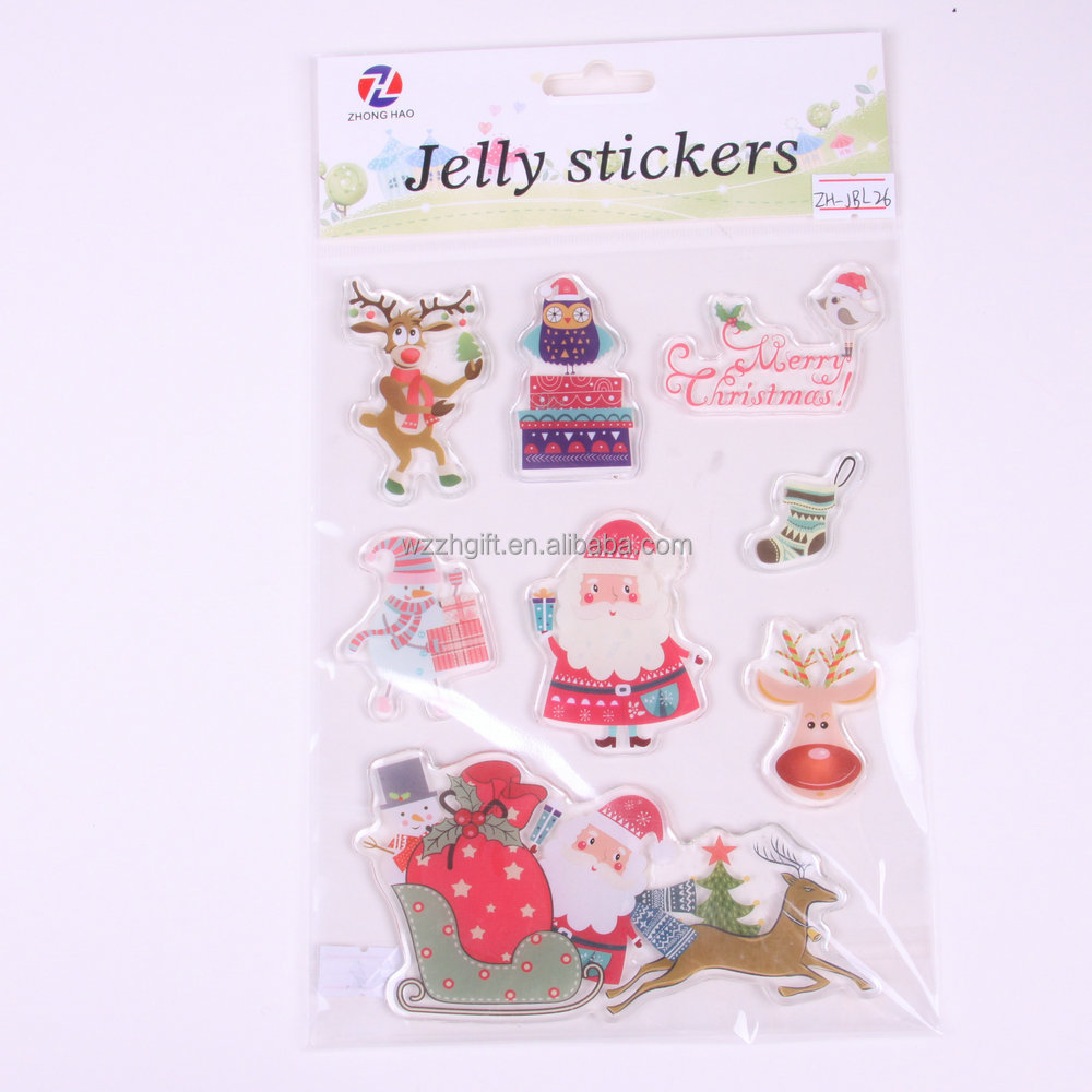 Christmas Gel Window Clings for Kids Gel Clings Santa Window Decals Kids Jelly Reusable Sticker Removable Gel Clings Decals