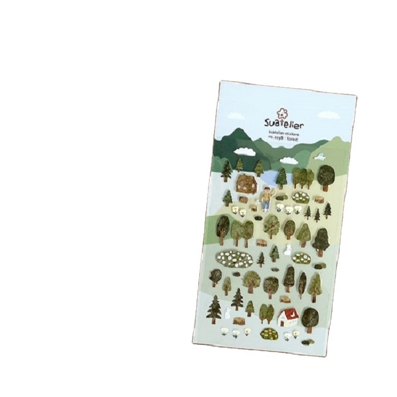 self adhesive forest paper sticker for decoration customized paper decals for phone case bottle