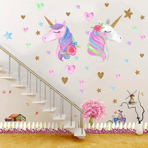 girls Room Unicorn Wall Stickers, Queen Size Unicorn Wall Stickers decorated girls Children's Bedroom for birthday parties