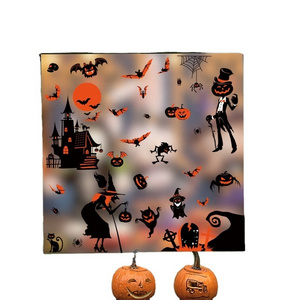 Ghost Halloween decoration window with black Castle Zombie pumpkin Static window wall window sticker