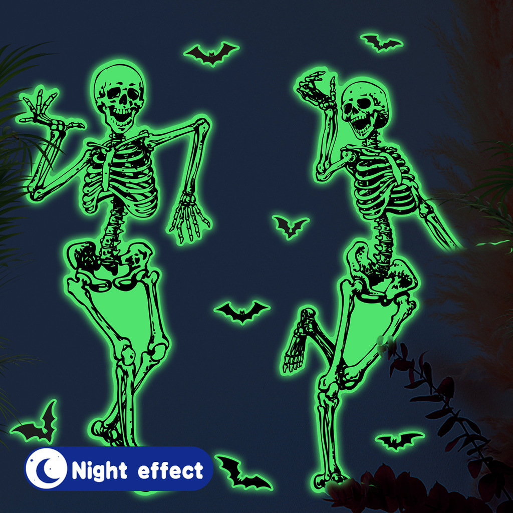 Custom Halloween Glow in Dark Window Decals Luminous Stickers Ghost Wall Stickers Removable Luminous Fluorescent Sticker