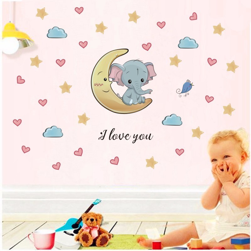 New children's Wall stickers self-adhesive elephant Star graffiti stickers bedroom decoration cross border home wall stickers