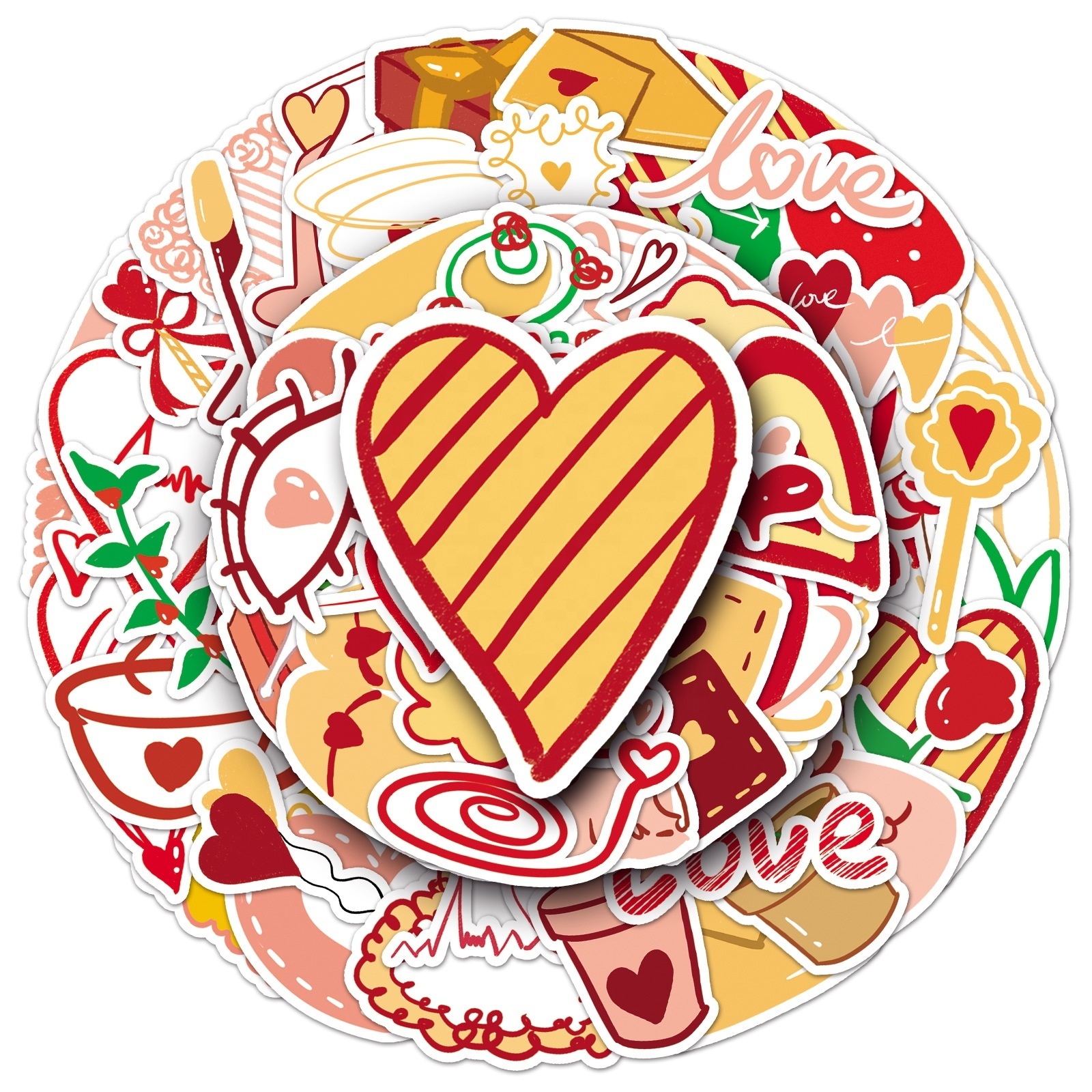 Original love graffiti heart-shaped Valentine's Day romantic material waterproof decorative milk tea cup ledger sticker