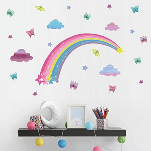 rainbow butterfly PVC wall post Instagram creative children's room graffiti decorative cartoon from the wall sticker