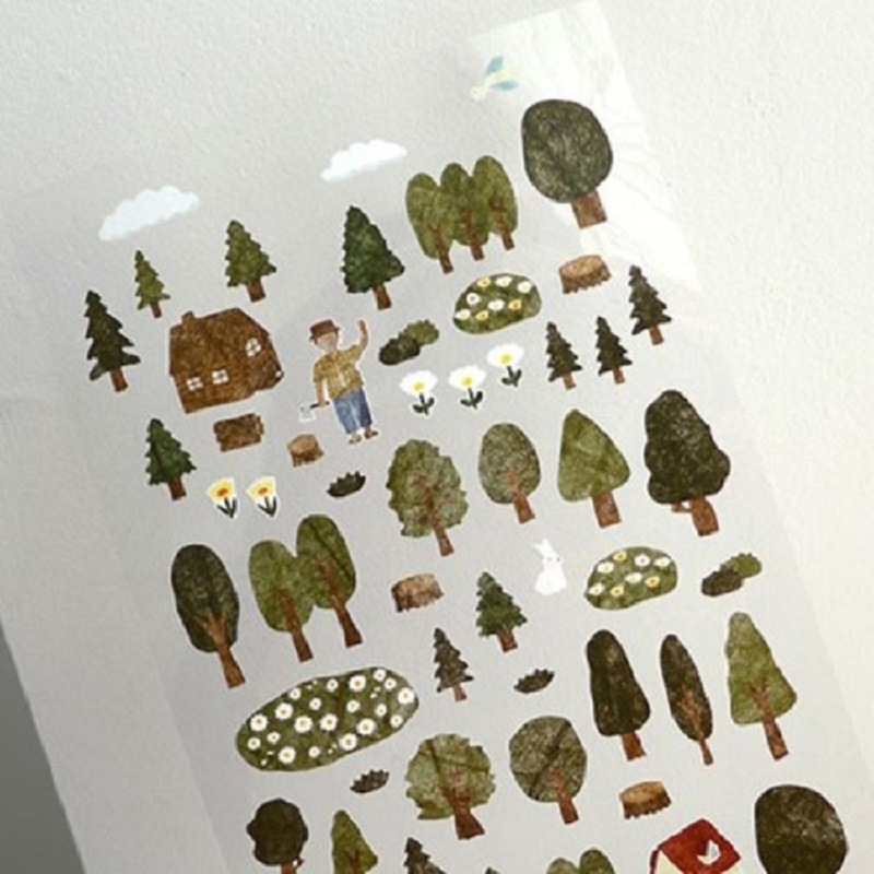 self adhesive forest paper sticker for decoration customized paper decals for phone case bottle