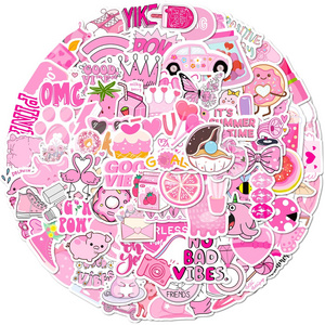 Small size 4cm pink Mix-up stickers Color Mix-up Pink girls graffiti stickers cross border