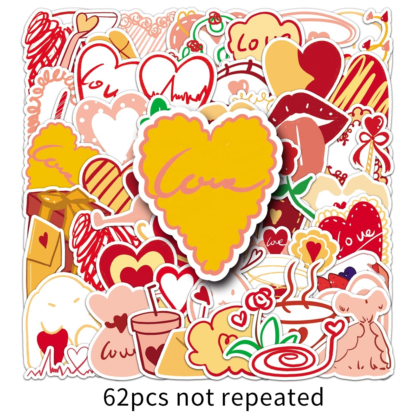 Original love graffiti heart-shaped Valentine's Day romantic material waterproof decorative milk tea cup ledger sticker