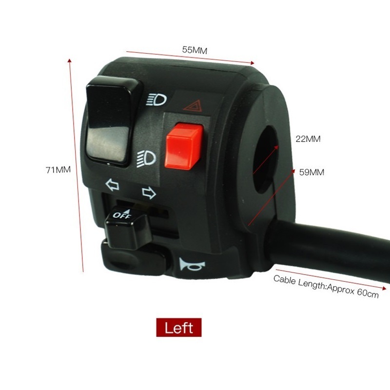 7/8 22mm Universal Motorcycle Handle Modified Switch Turn Signal Light Button Switch For BJ300/600