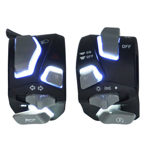 7/8'' 22MM Universal Motorcycle Seat Switch With LED Light 9-in-1 Horn Headlight Switch Handlebar Switch