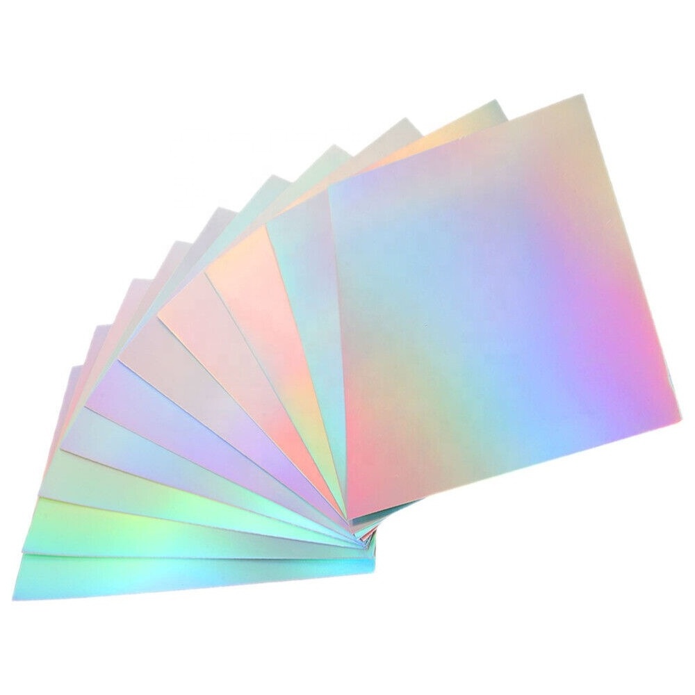 Thick Shiny Iridescent Holographic Mirror Cardstock Laser Rainbow Rainbow Paper for DIY Crafts Cake Toppers Scrapbooking