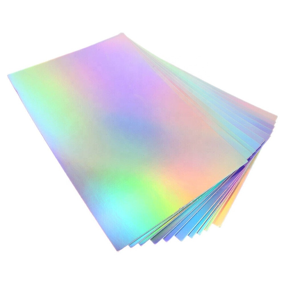 Thick Shiny Iridescent Holographic Mirror Cardstock Laser Rainbow Rainbow Paper for DIY Crafts Cake Toppers Scrapbooking