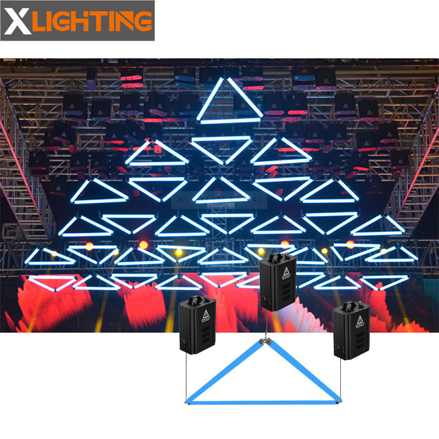 Ceiling Decoration Lighting dmx motor System RGB 3D Kinetic LED Triangle Pixel Tube