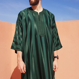 Traditional Muslim Clothing Islamic Quality Abaya Dubai Robe Islamic Man Dresses Arabia Saudi Moroccan Kaftan Thobe for Men