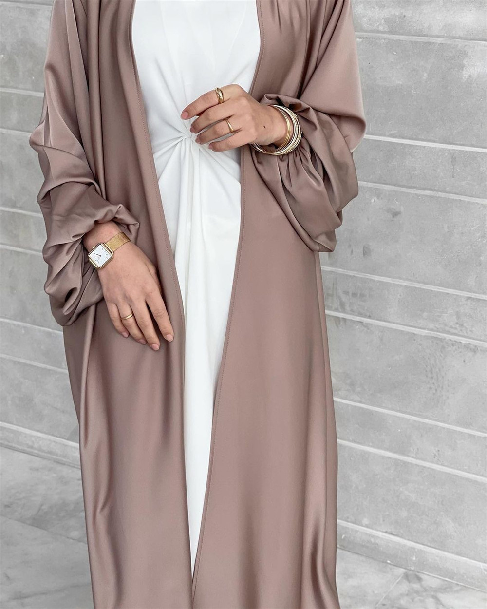 Muslim silk dress Custom Abaya Qatar Dubai Abayas long sleeve Design Custom Muslim women dress abaya inside wear