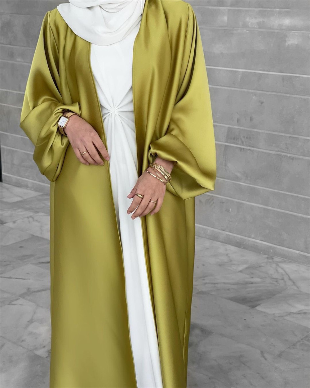 Muslim silk dress Custom Abaya Qatar Dubai Abayas long sleeve Design Custom Muslim women dress abaya inside wear