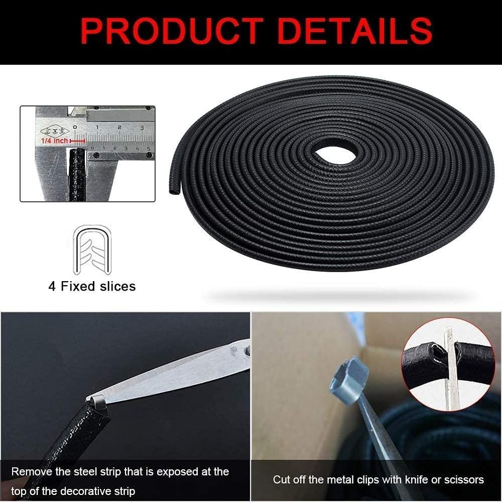 Car Door Edge Guard 16.4Ft Universal Fit U Shape Edge Trim Car Door Protector Rubber Seal Car Door Protection Strip No Glue