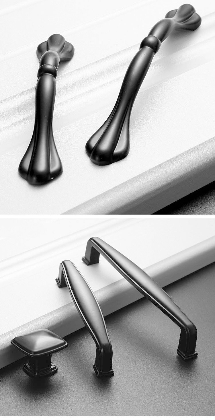 Door handles knobs hardware black Stainless steel decorative wardrobe kitchen cabinet drawer pulls handles