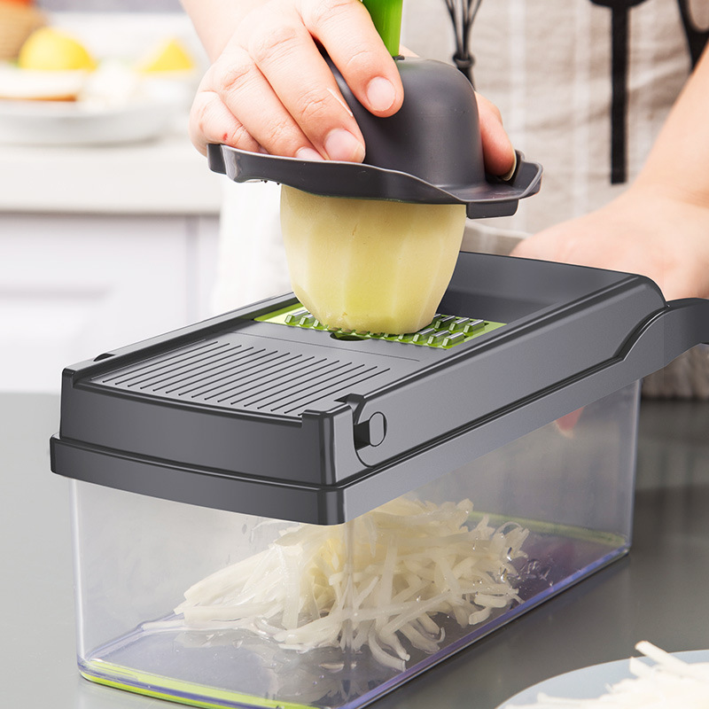 Vegetable Chopper Vegetable Slicer Onion Chopper with Container Pro Food Chopper Black Vegetable Slicer 6 Blades