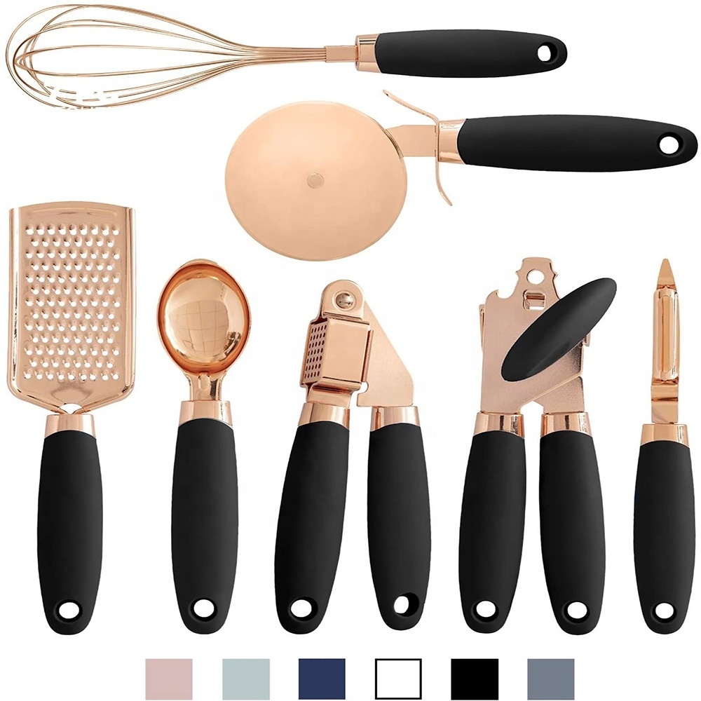 Best Selling 7 Pcs Kitchen Gadgets Tools Set Copper Coated Stainless Steel Utensils with Handle Kitchen Accessories