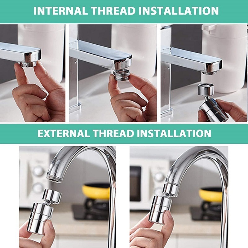 Dropshipping 720 Degree Swivel Sink Faucet Aerator, Rotatable Bubbler Tap Aerator Sprayer Attachment for Kitchen Bathroom