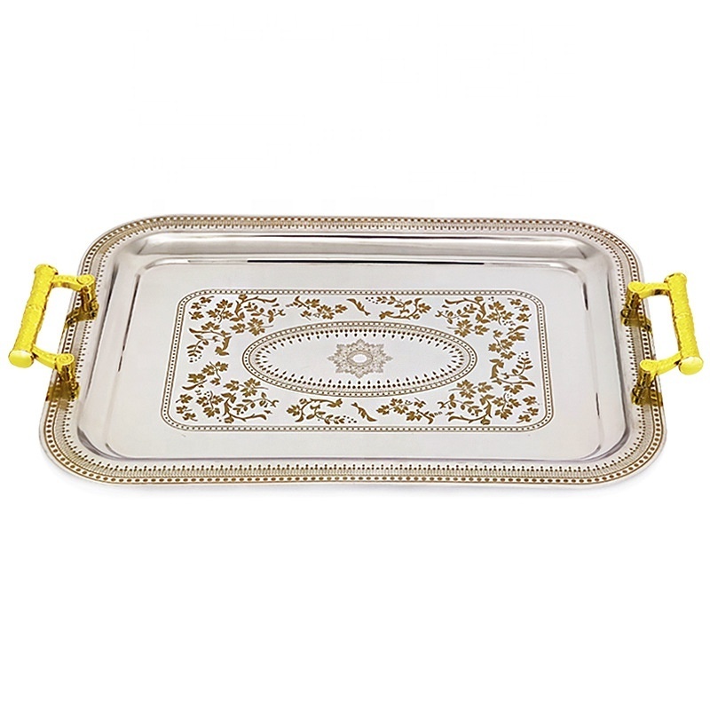 Luxury Rectangular Serving Tray serving tray with handles serving platter stainless steel food trays