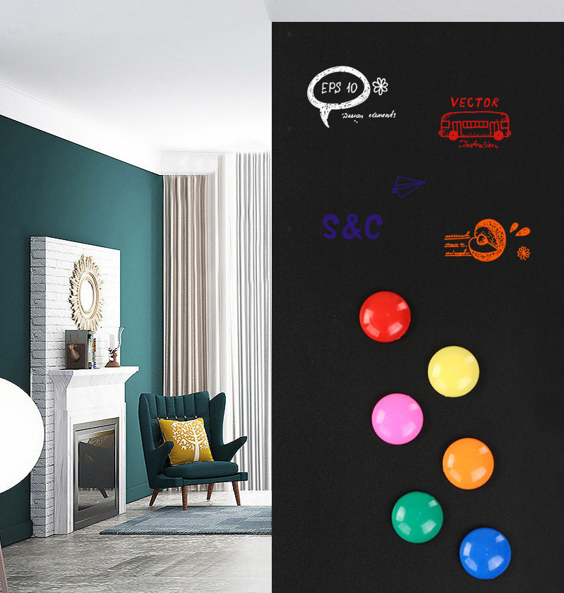 Magnetic Receptive Blackboard Wall Sticker with Chalks Back Removable Reusable Magnetic Chalkboard for Office