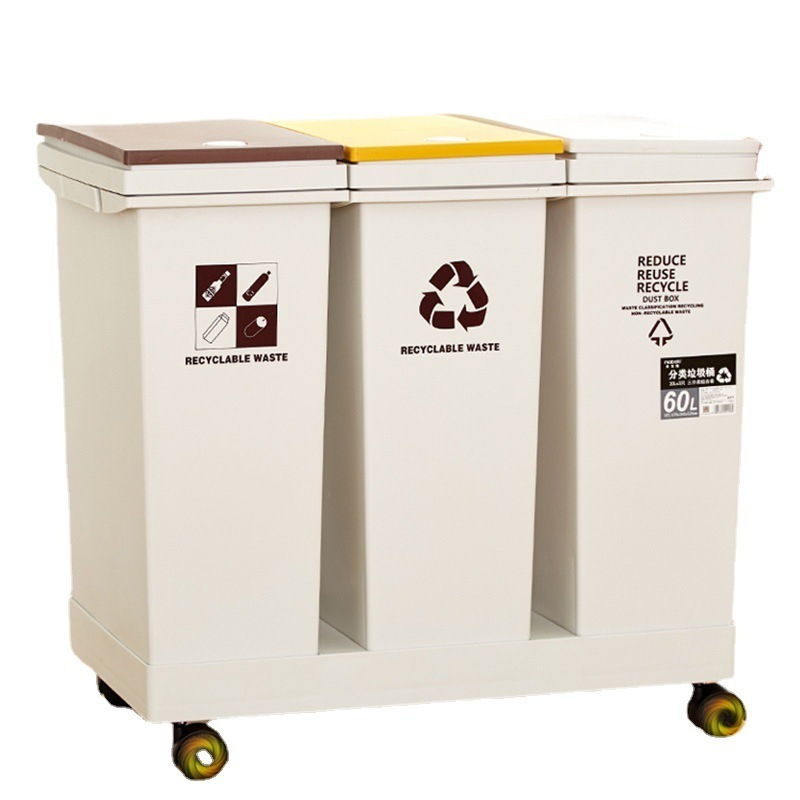 Plastic 2/3 Compartment Garbage Sorting Trash Can with Wheel and Lid 10L 36L for Kitchen Waste Bin Garbage Can