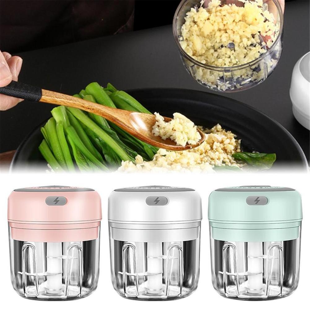 2 in 1 Kitchen 250ml & 100ml Spice Chopper Waterproof Portable Electric Garlic Grinder Vegetable Cutter Electric Garlic Cutter