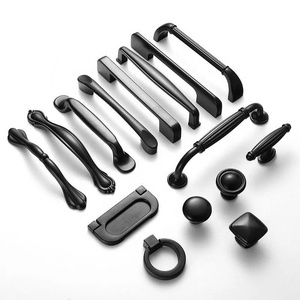 Door handles knobs hardware black Stainless steel decorative wardrobe kitchen cabinet drawer pulls handles