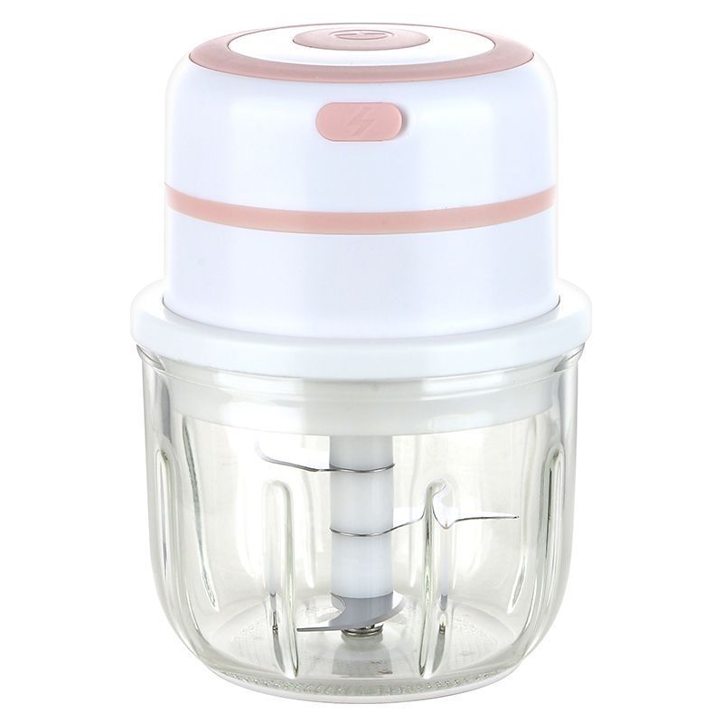 High Speed 30W Electric Garlic Chopper Mini Garlic Masher for Pepper Chili Vegetable Nuts Meat Grinder Food Processor Pink 300ml