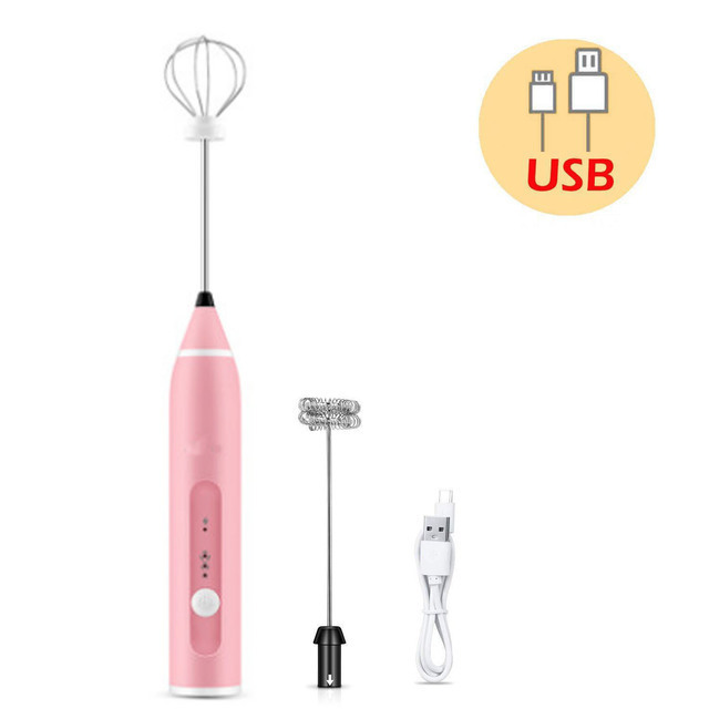 Dropshipping 3 in 1 Electric Milk Frother 1200mAh Handheld Coffee Foam Maker Egg Beater Chocolate Cappuccino Stirrer Blender