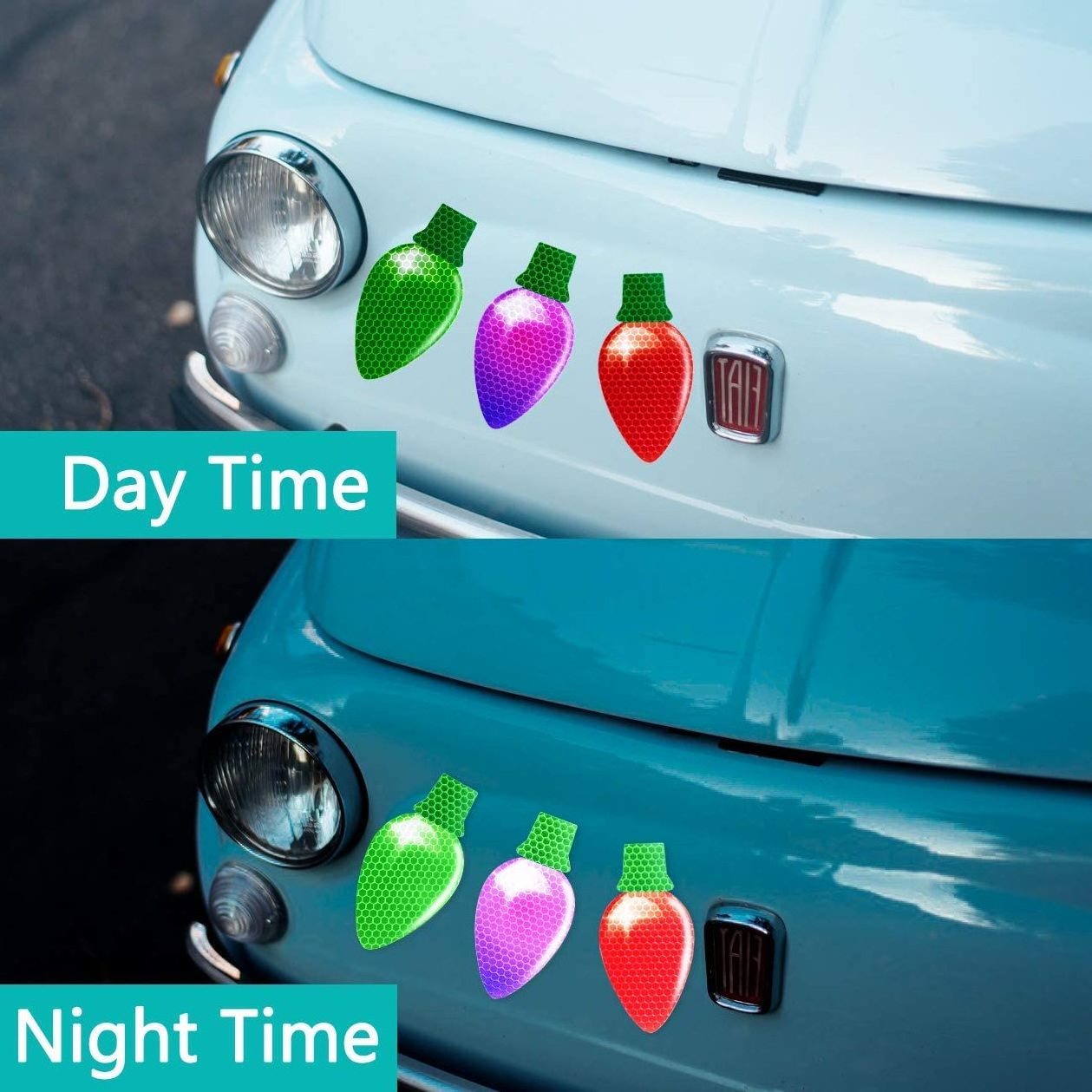 Christmas Reflective Car Magnets Set Colorful Bulb Light Magnets for Christmas Holidays Birthday Car Mailbox Decorations