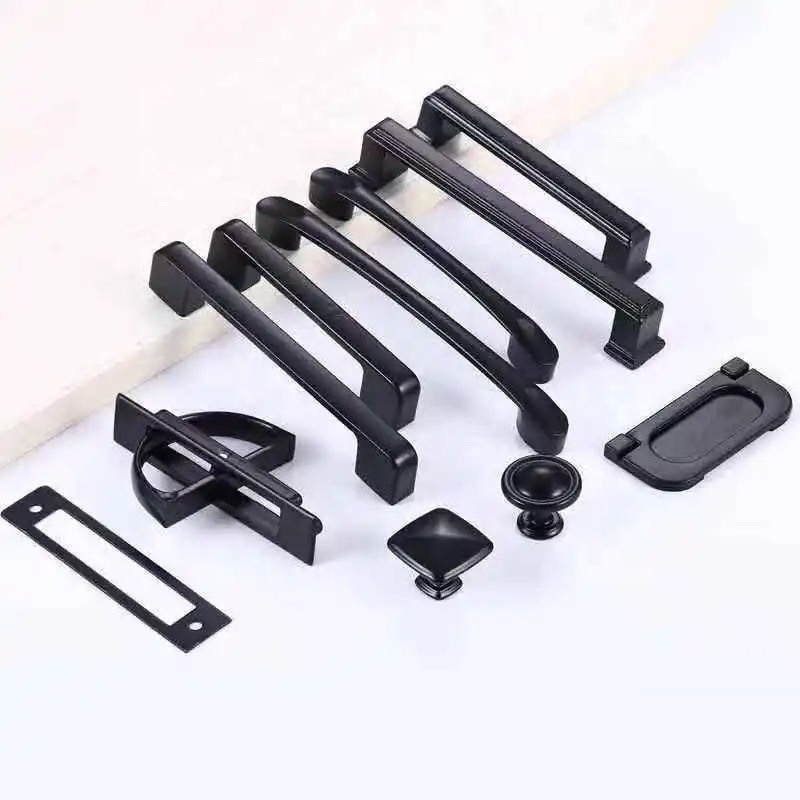 Door handles knobs hardware black Stainless steel decorative wardrobe kitchen cabinet drawer pulls handles